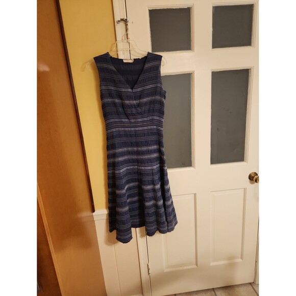 Tory Burch Blue Print Sundress Dress V-Neck Size 6 - Picture 1 of 12